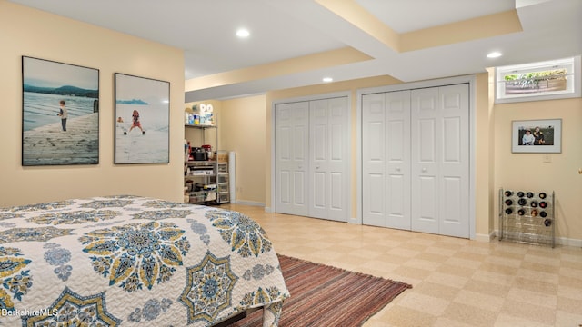13 Taconic Ave, Lenox, MA 01240 - bedroom featuring recessed lighting, tile patterned floors, and two closets