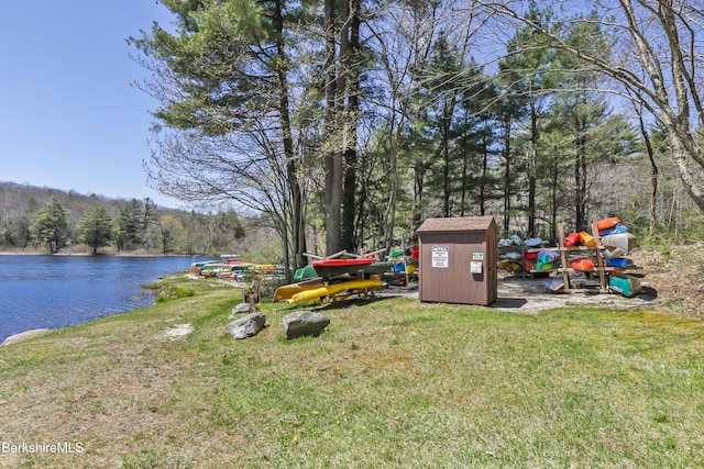 171 Lake Shore Dr, Otis, MA 01253 - view of grassy yard with a water view and a forest view