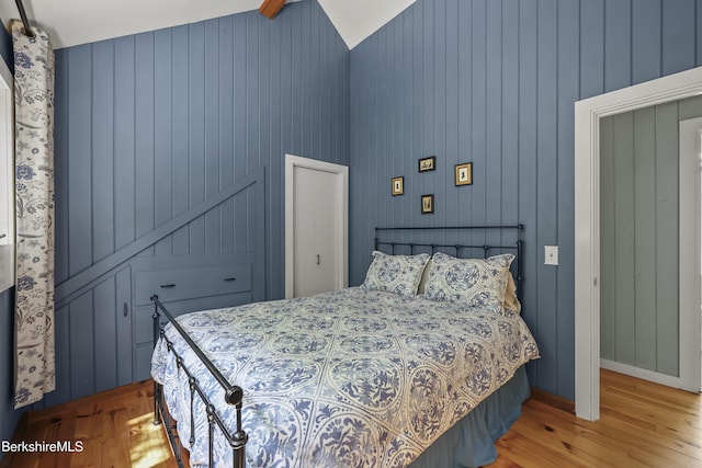 171 Lake Shore Dr, Otis, MA 01253 - bedroom featuring wood finished floors and vaulted ceiling