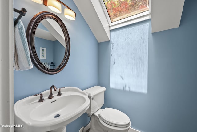 171 Lake Shore Dr, Otis, MA 01253 - bathroom with a sink, a skylight, and toilet