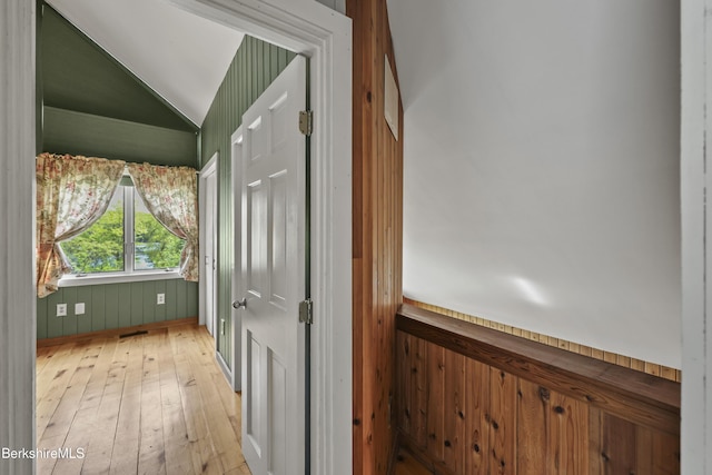 171 Lake Shore Dr, Otis, MA 01253 - hall with vaulted ceiling and light wood-style floors