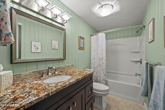 171 Lake Shore Dr, Otis, MA 01253 - full bathroom featuring vanity, shower / tub combo, toilet, and stone finish floors