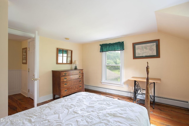367 N Plain Rd, Great Barrington, MA 01236 - bedroom featuring a baseboard radiator, vaulted ceiling, and wood finished floors