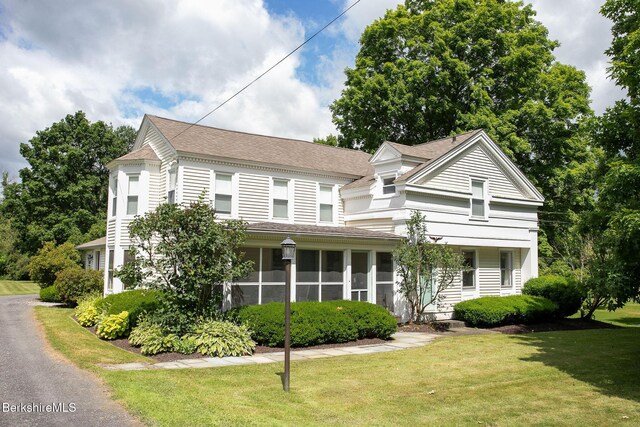 367 N Plain Rd, Great Barrington, MA 01236 - view of front facade with a shingled roof and a front lawn