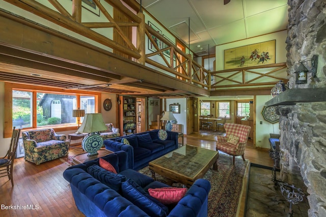 144 Shore Rd, Richmond, MA 01254 - living room featuring hardwood / wood-style flooring and a high ceiling