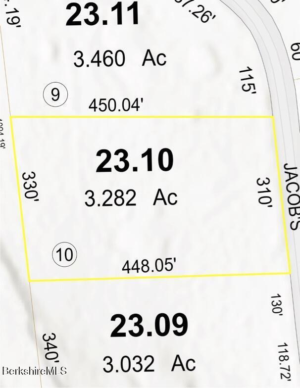 169 Jacobs Hollow Rd, Becket, MA 01223 - map / location with property boundaries highlighted