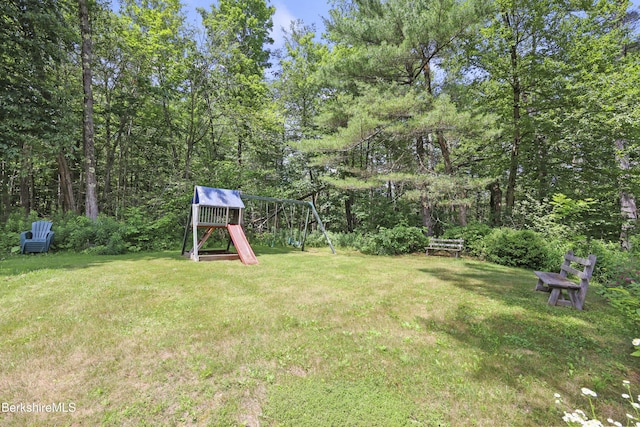 169 Jacobs Hollow Rd, Becket, MA 01223 - view of grassy yard with a playground