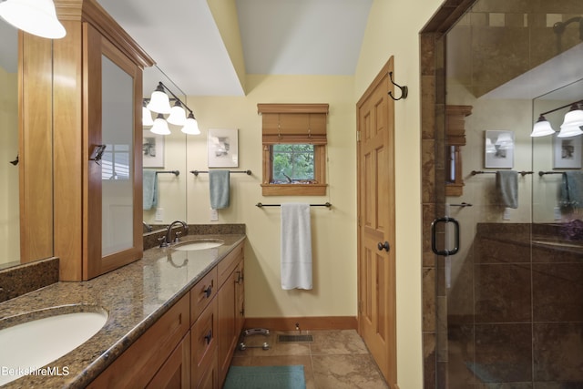 169 Jacobs Hollow Rd, Becket, MA 01223 - full bath with double vanity and a shower stall