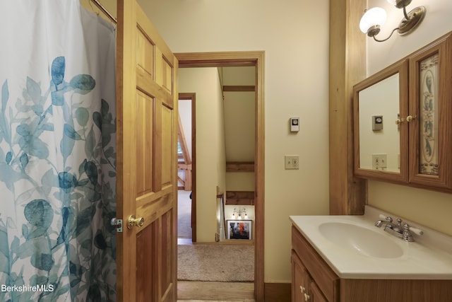 169 Jacobs Hollow Rd, Becket, MA 01223 - bathroom with vanity and curtained shower