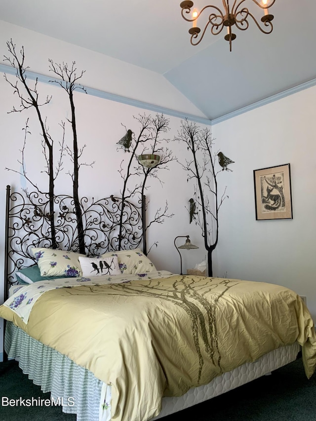bedroom with vaulted ceiling