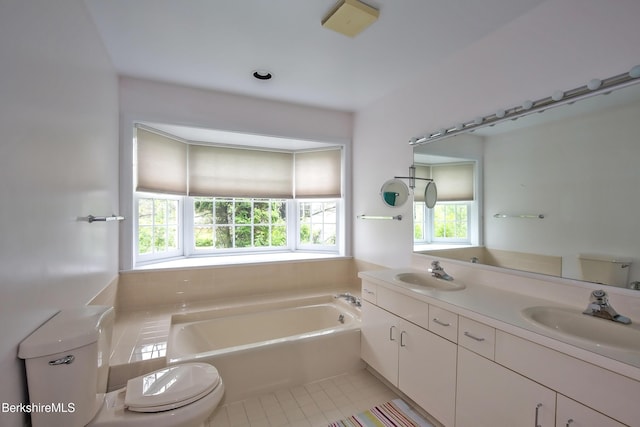 1136 Barker Rd Unit 65, Pittsfield, MA 01201 - bathroom featuring plenty of natural light, a bath, tile patterned flooring, and double vanity