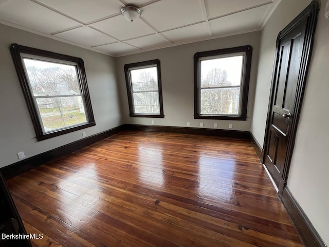 unfurnished room with dark hardwood / wood-style floors