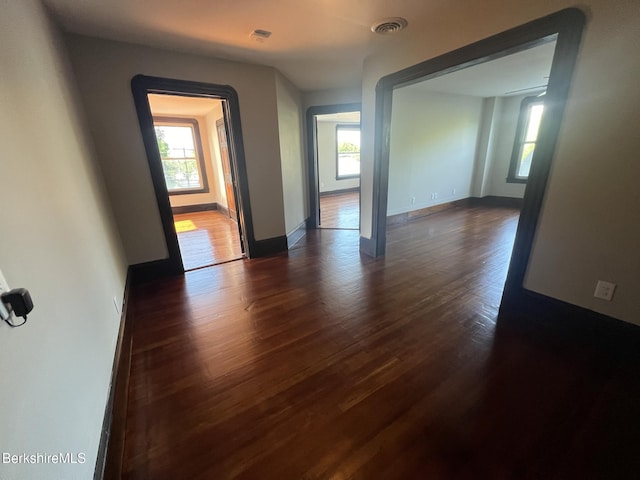 unfurnished room featuring dark hardwood / wood-style floors