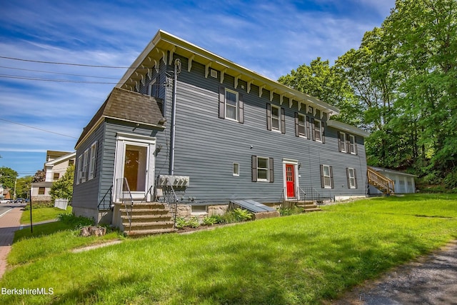 35 Main St, West Stockbridge, MA 01266 - view of front facade featuring entry steps and a front lawn