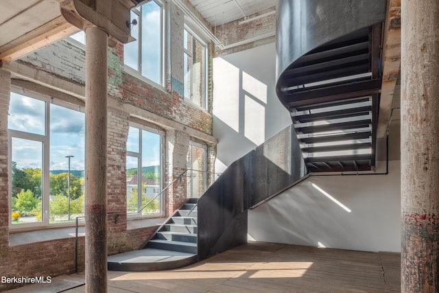 stairs with a high ceiling