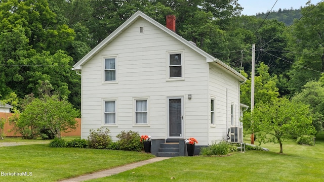 370 Park St, Great Barrington, MA 01236 - view of front of house featuring a front lawn and a chimney