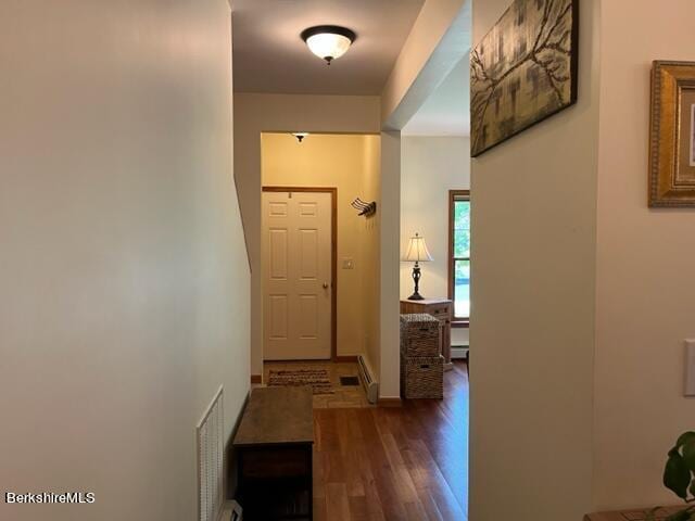 8 Stanley Dr Unit A-4, Great Barrington, MA 01230 - hall with wood finished floors, baseboards, and a baseboard radiator