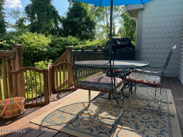 8 Stanley Dr Unit A-4, Great Barrington, MA 01230 - wooden deck with outdoor dining space