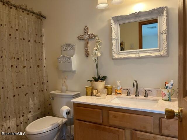 8 Stanley Dr Unit A-4, Great Barrington, MA 01230 - full bath with vanity, toilet, and a shower with curtain