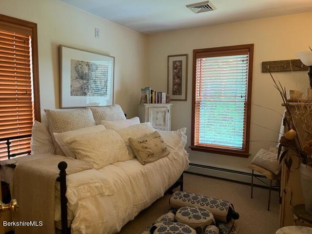 8 Stanley Dr Unit A-4, Great Barrington, MA 01230 - bedroom featuring baseboard heating, multiple windows, and carpet