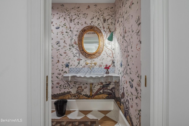 1030 W St, Pittsfield, MA 01201 - bathroom with wallpapered walls
