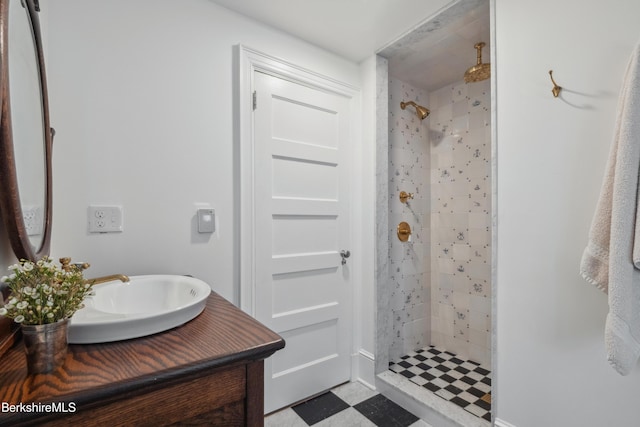 1030 W St, Pittsfield, MA 01201 - bathroom featuring vanity, a shower stall, and tile patterned floors