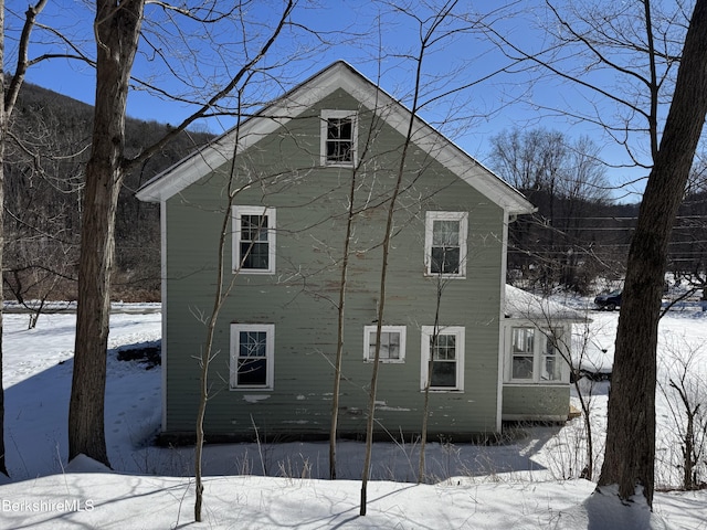 view of snow covered exterior