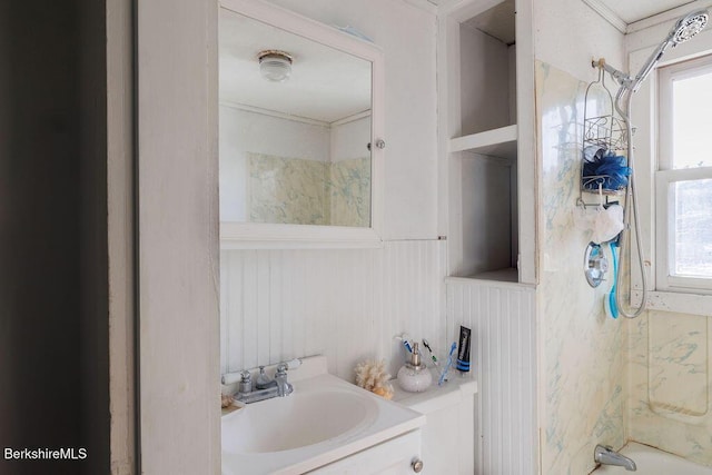 bathroom with  shower combination and vanity