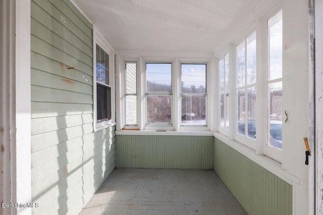 view of unfurnished sunroom