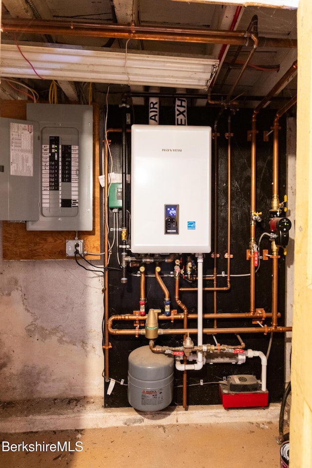 utilities with electric panel and water heater