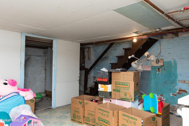 below grade area with stairs
