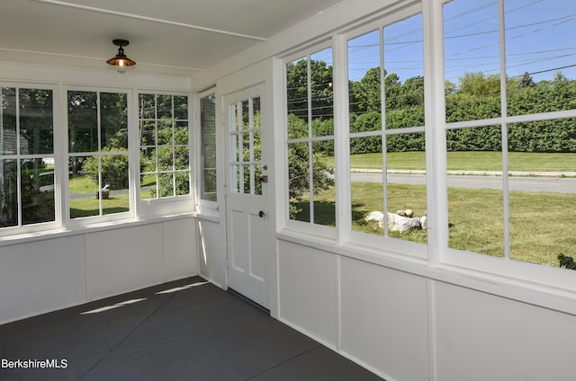 view of unfurnished sunroom