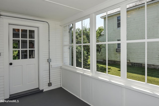 view of unfurnished sunroom