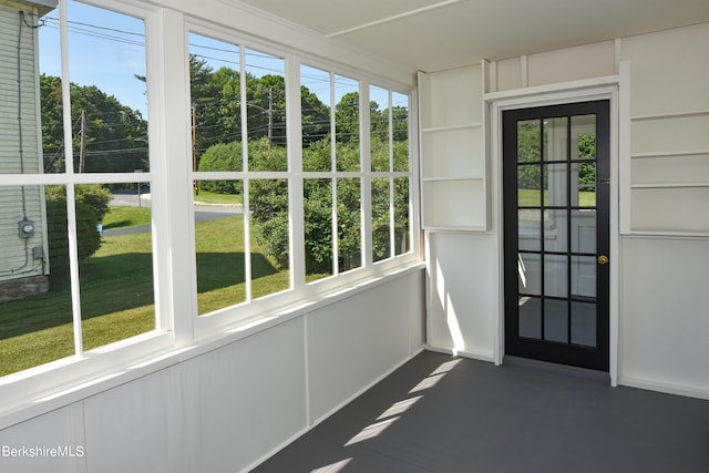 view of unfurnished sunroom