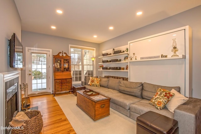 living room featuring light wood-type flooring