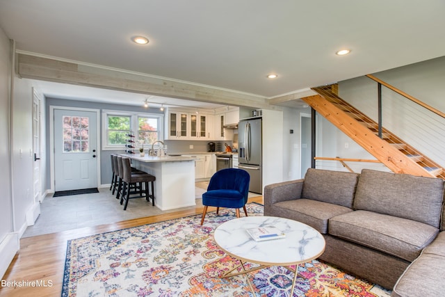 living room featuring light hardwood / wood-style flooring