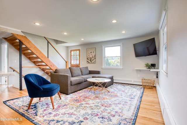 living room with hardwood / wood-style flooring