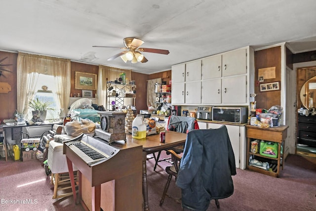 61 E Main Rd, Peru, MA 01235 - carpeted home office with ceiling fan and wooden walls
