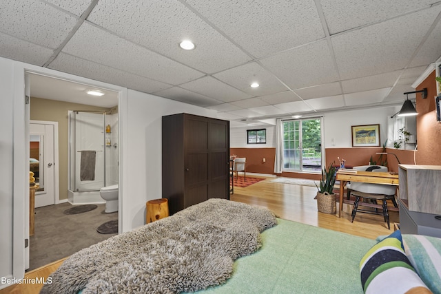72 Cleveland St, Pittsfield, MA 01201 - bedroom with a drop ceiling, light wood-type flooring, recessed lighting, and ensuite bathroom