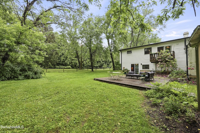 72 Cleveland St, Pittsfield, MA 01201 - view of yard featuring a wooden deck and a balcony