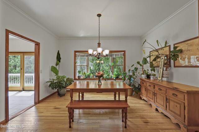 67 Dunmore Ct, Lenox, MA 01240 - dining room with plenty of natural light, a chandelier, light wood-type flooring, and crown molding