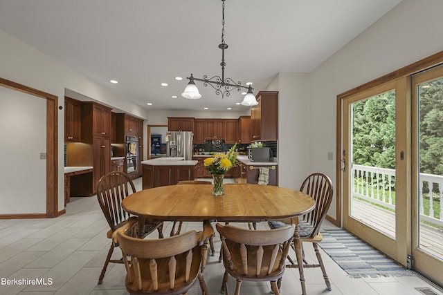 67 Dunmore Ct, Lenox, MA 01240 - dining area with recessed lighting, a chandelier, and light tile patterned floors