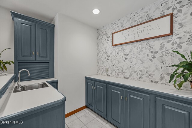67 Dunmore Ct, Lenox, MA 01240 - washroom featuring wallpapered walls, light tile patterned floors, and recessed lighting
