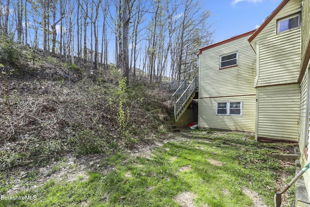 view of yard with stairs