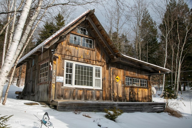 view of snow covered exterior