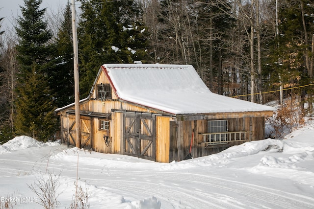 view of snow covered structure