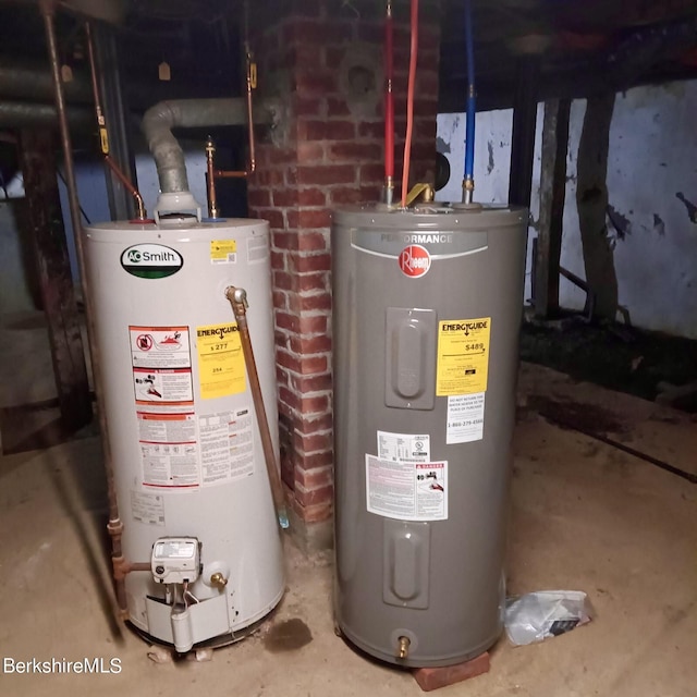 utilities with gas water heater and water heater