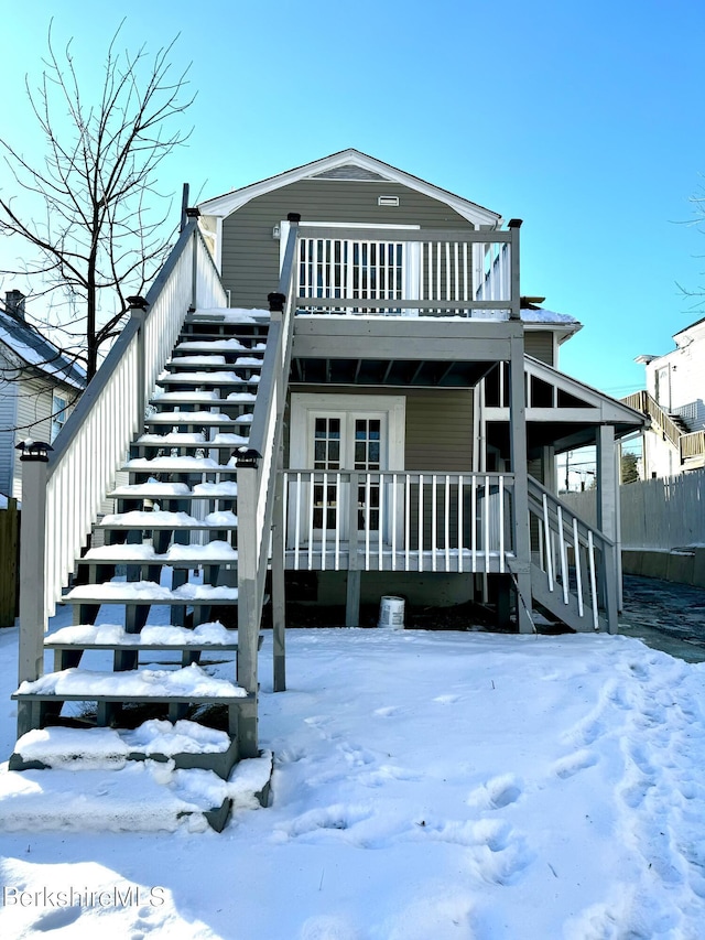 view of snow covered property