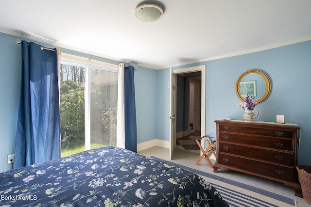 bedroom with crown molding