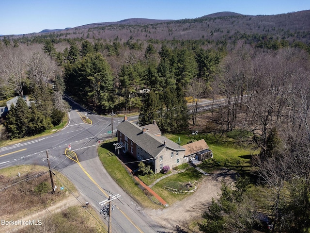 bird's eye view with a mountain view